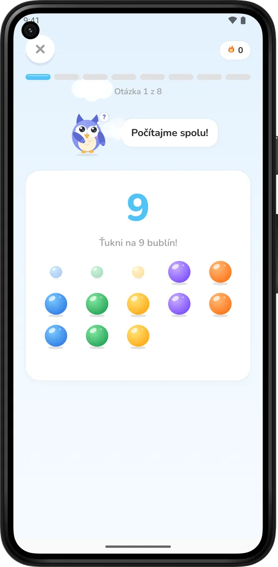 Počítanie farebných bublín v aplikácii Math Learner